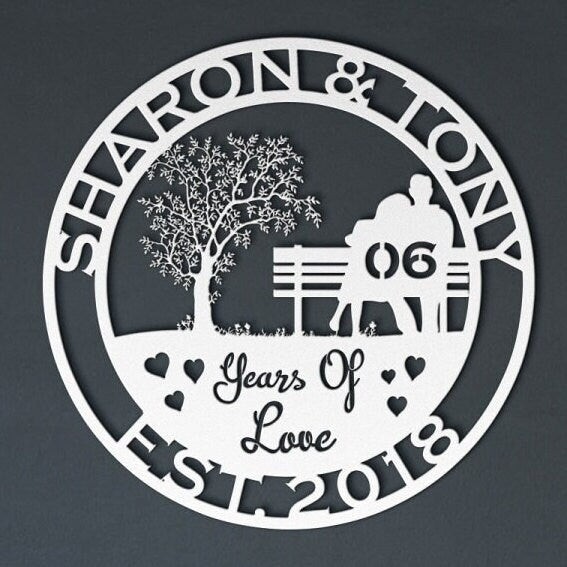 6th anniversary personalized metal sign – 16 gauge steel