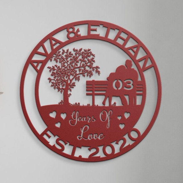 3th anniversary personalized metal sign – 16 gauge steel