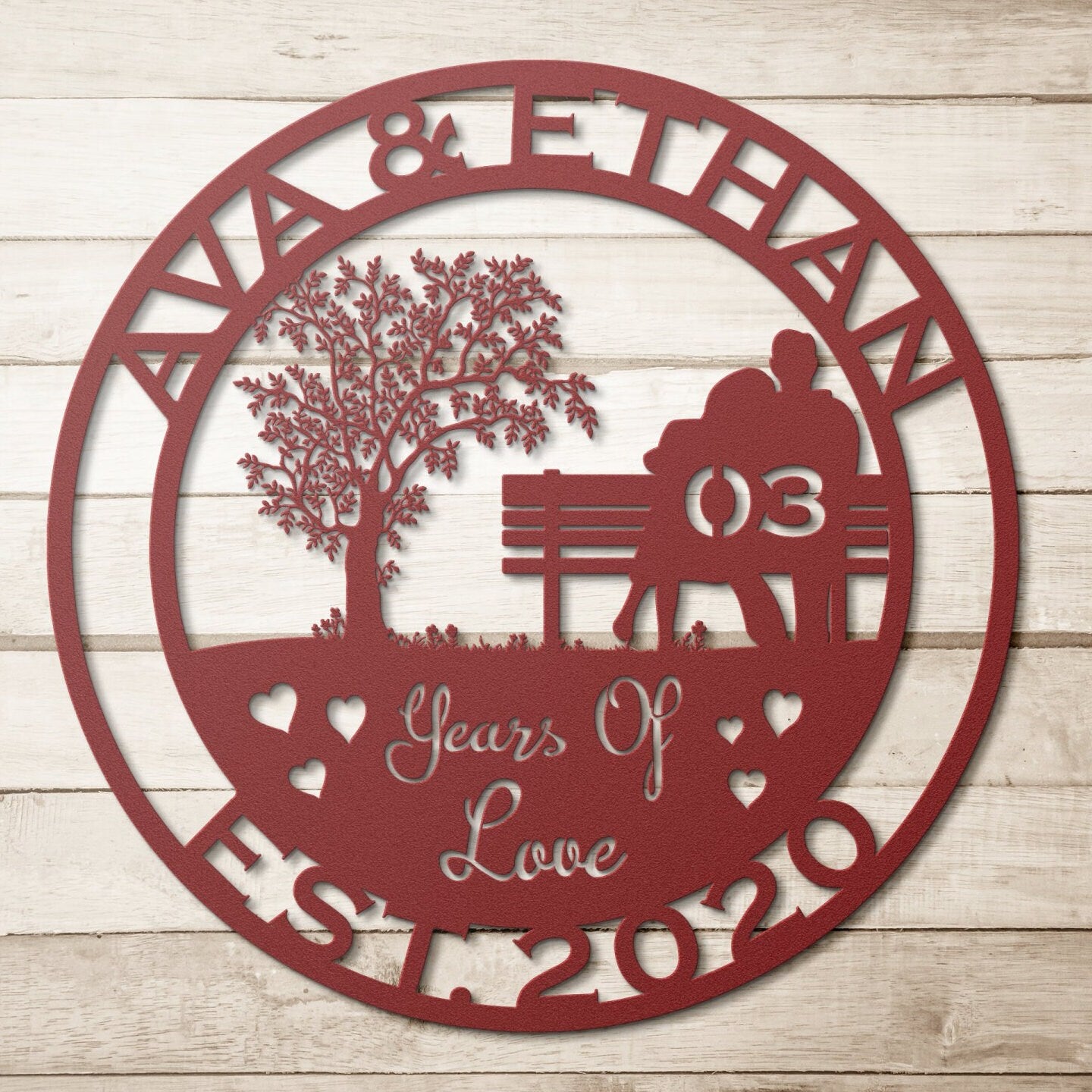 3th anniversary personalized metal sign – 16 gauge steel