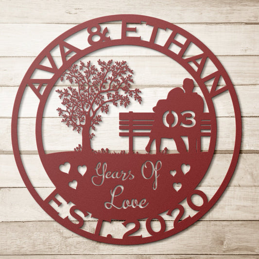 3th anniversary personalized metal sign – 16 gauge steel