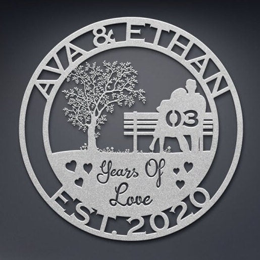 3th anniversary personalized metal sign – 16 gauge steel