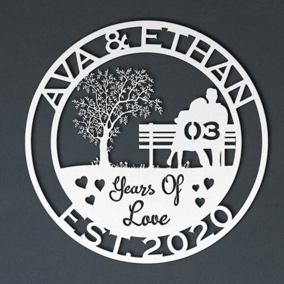 3th anniversary personalized metal sign – 16 gauge steel