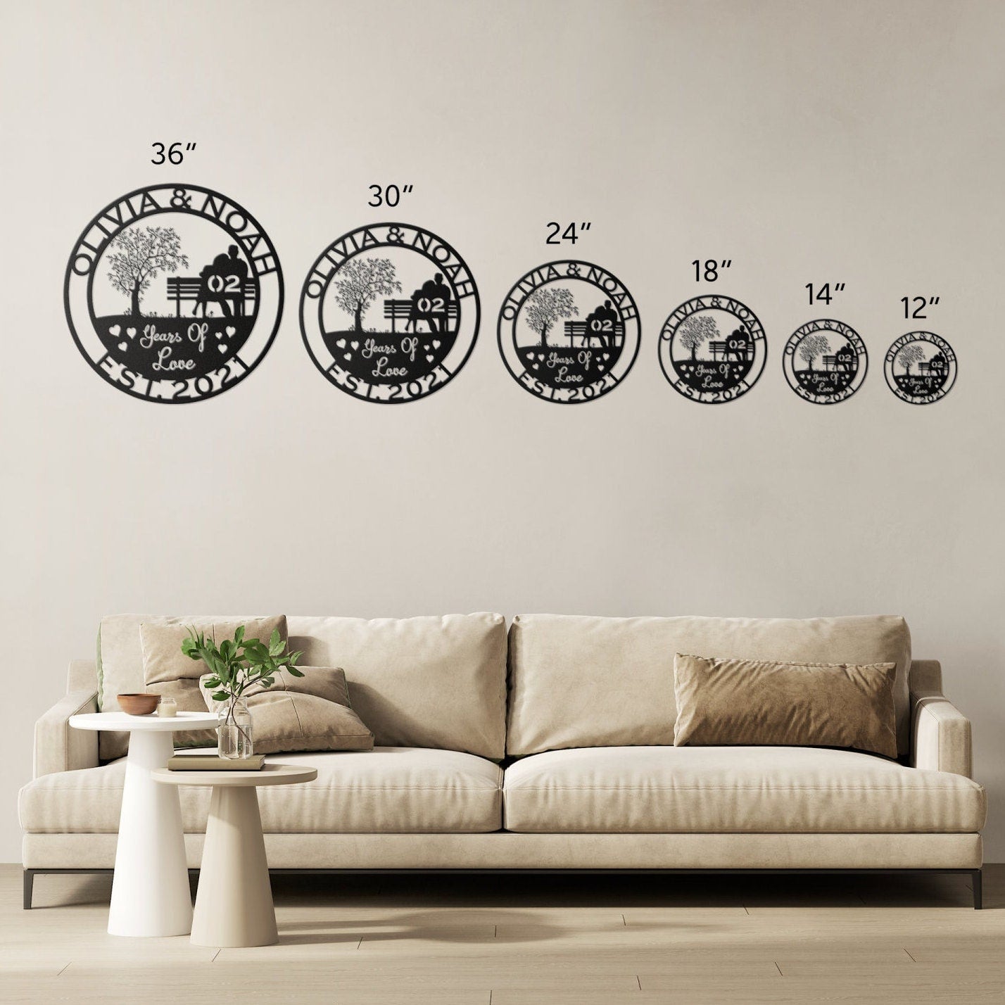 2th anniversary personalized metal sign – 16 gauge steel