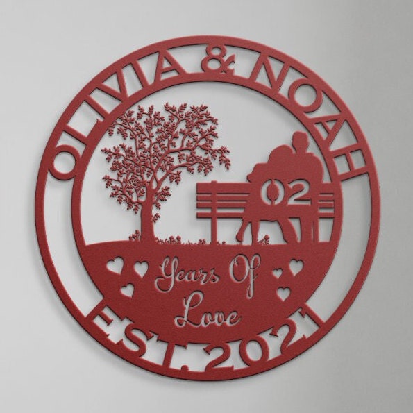 2th anniversary personalized metal sign – 16 gauge steel