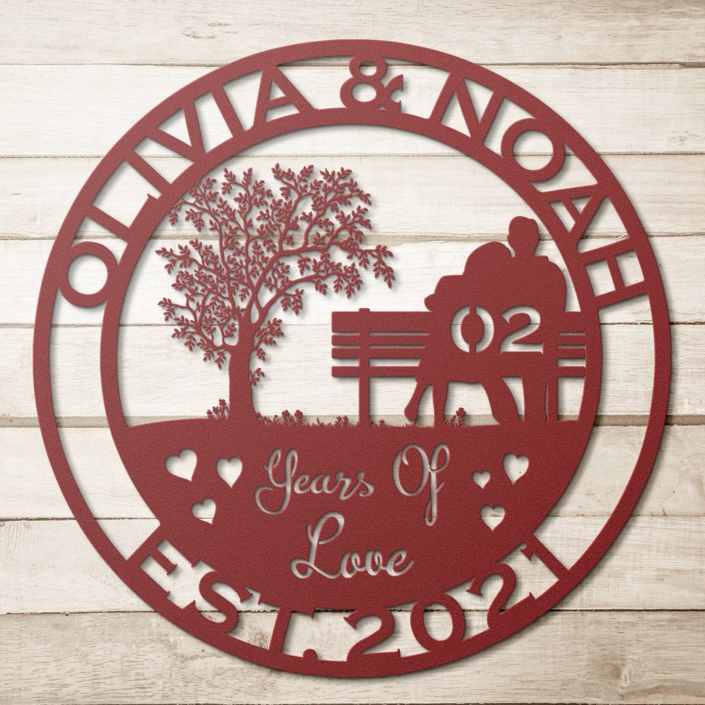 2th anniversary personalized metal sign – 16 gauge steel