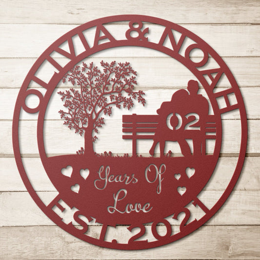 2th anniversary personalized metal sign – 16 gauge steel
