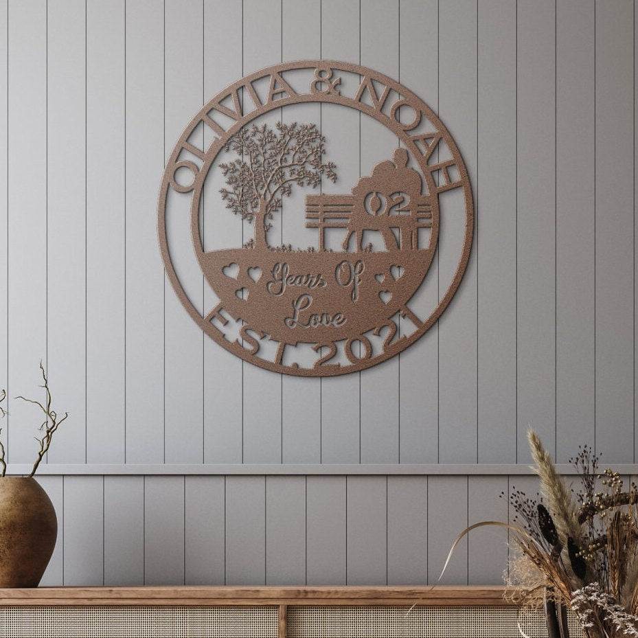 2th anniversary personalized metal sign – 16 gauge steel