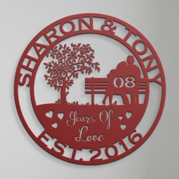 8th anniversary personalized metal sign – 16 gauge steel