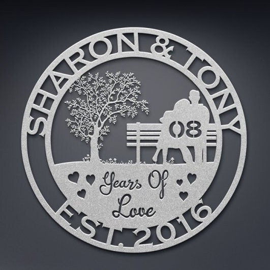 8th anniversary personalized metal sign – 16 gauge steel