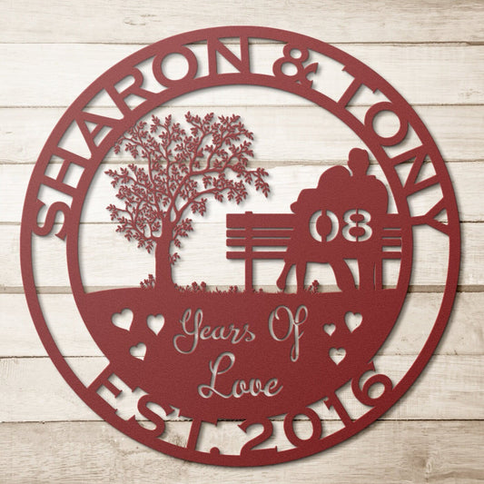 8th anniversary personalized metal sign – 16 gauge steel