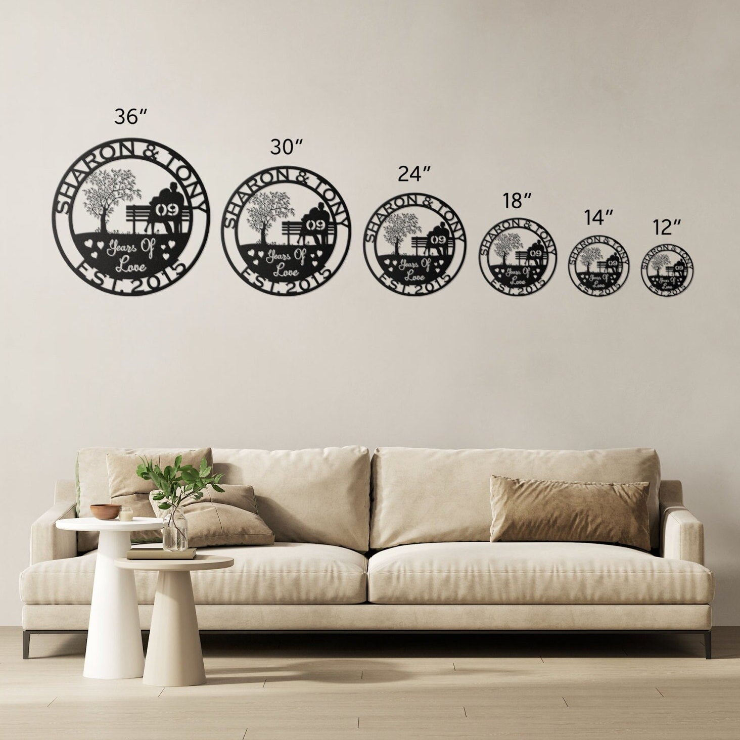 9th anniversary personalized metal sign – 16 gauge steel