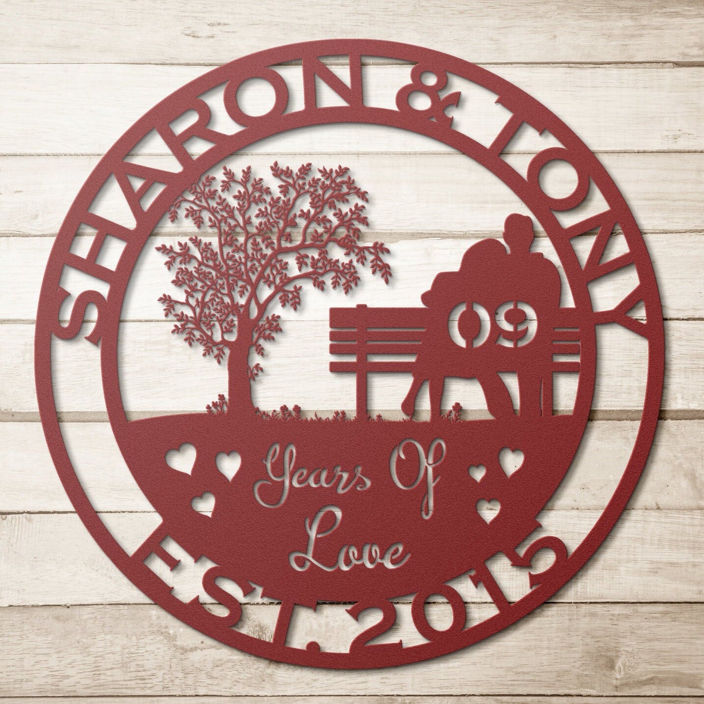 9th anniversary personalized metal sign – 16 gauge steel