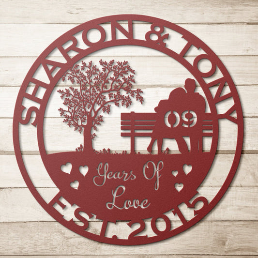 9th anniversary personalized metal sign – 16 gauge steel