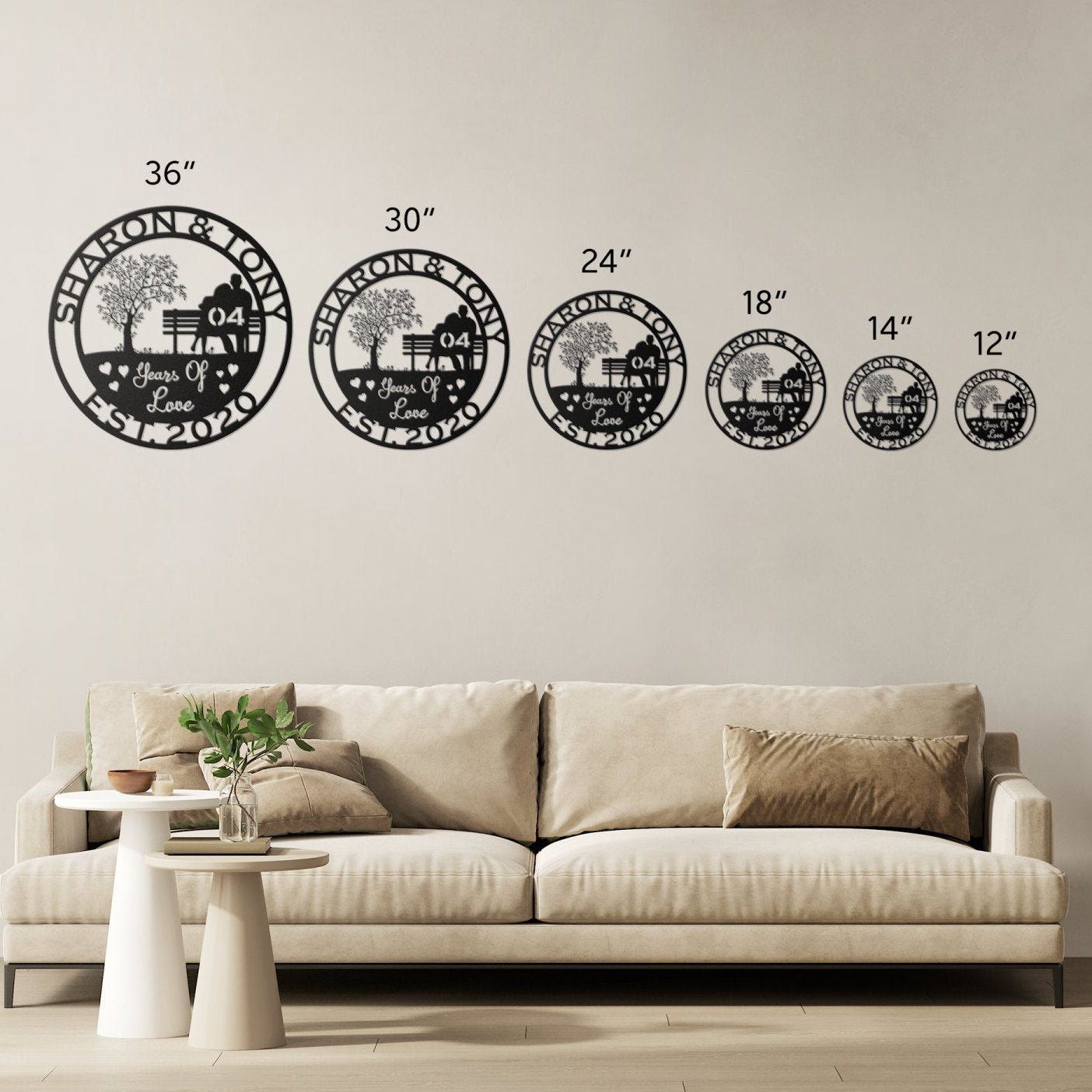 4th anniversary personalized metal sign – 16 gauge steel