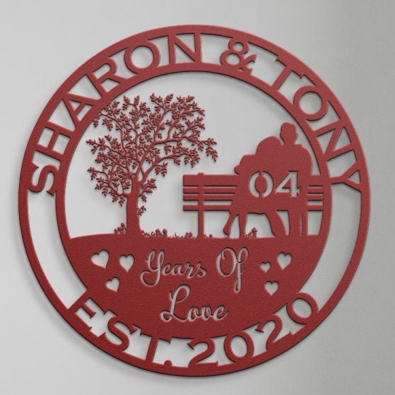 4th anniversary personalized metal sign – 16 gauge steel