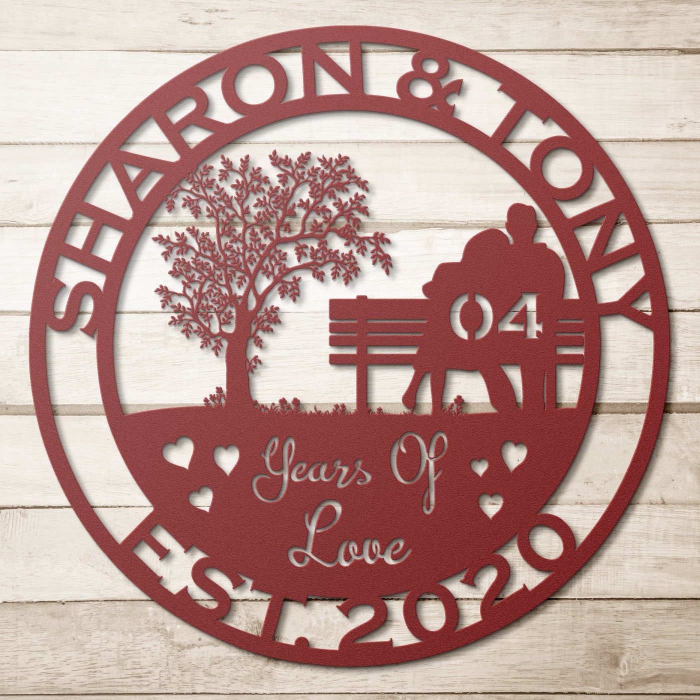 4th anniversary personalized metal sign – 16 gauge steel