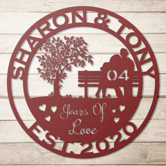 4th anniversary personalized metal sign – 16 gauge steel