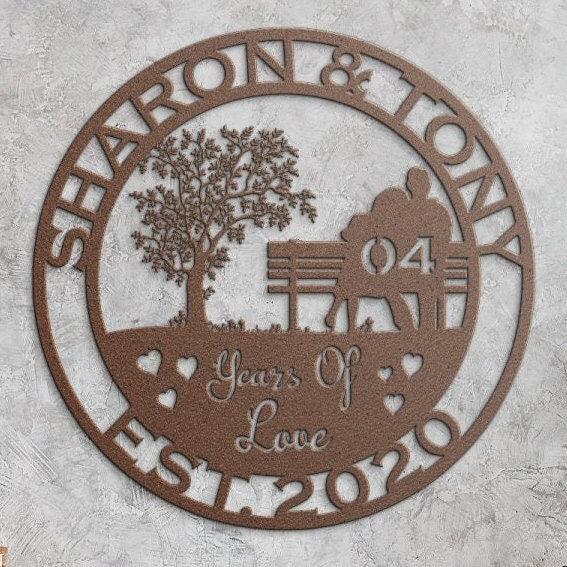 4th anniversary personalized metal sign – 16 gauge steel