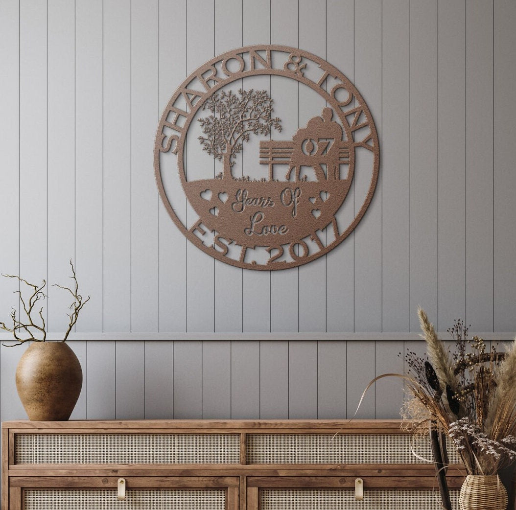 7th anniversary personalized metal sign – 16 gauge steel