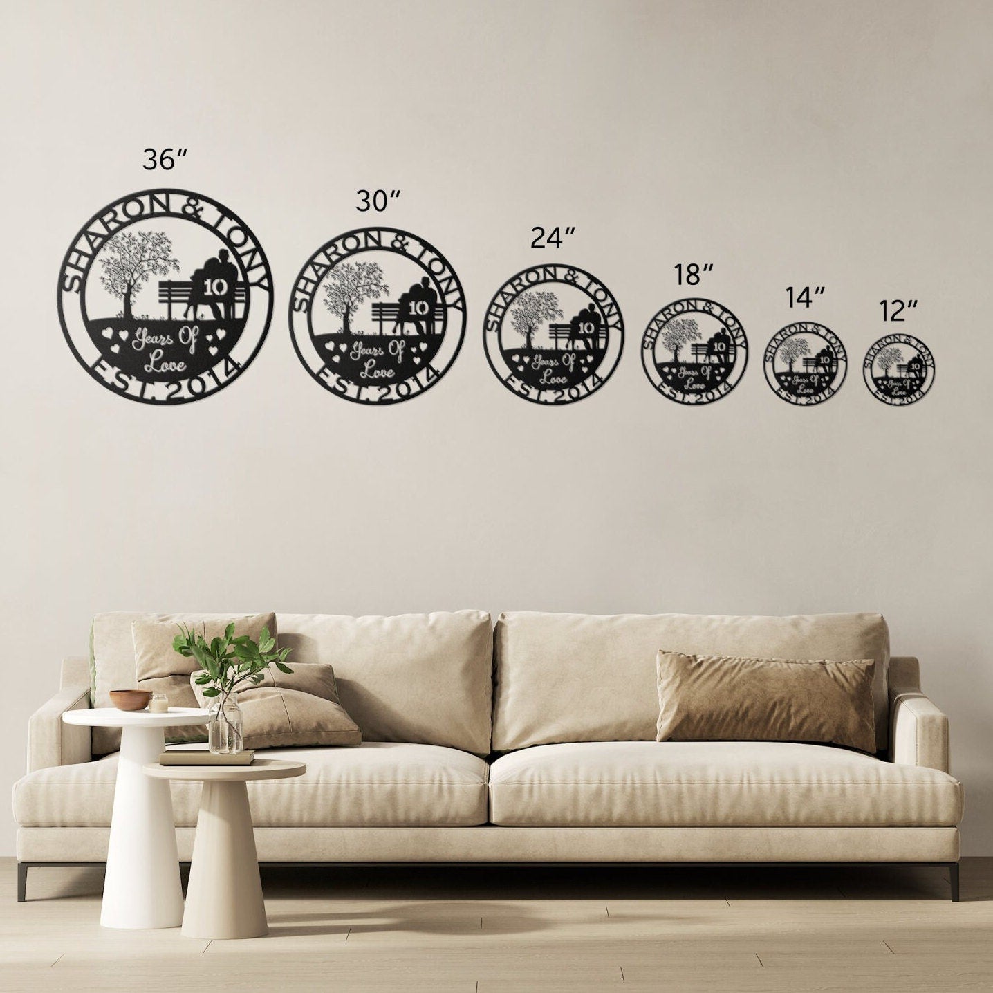 10th anniversary personalized metal sign – 16 gauge steel