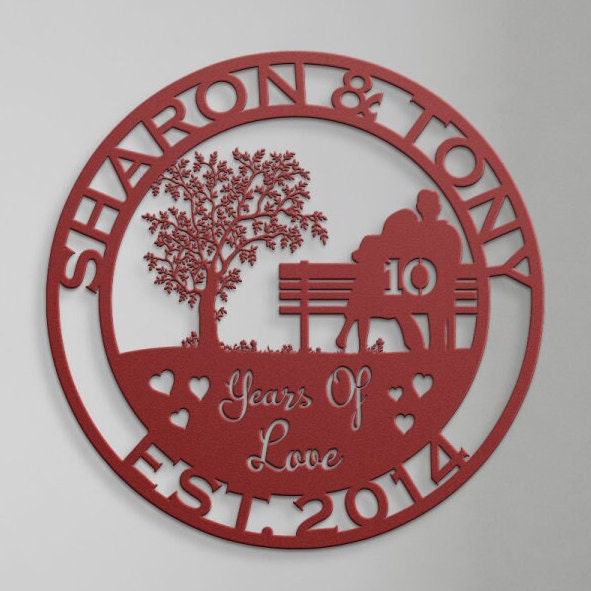 10th anniversary personalized metal sign – 16 gauge steel