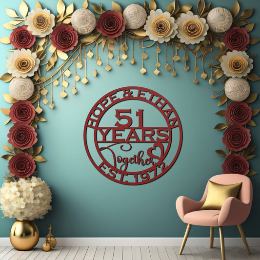 51th anniversary personalized metal sign – 16 gauge steel