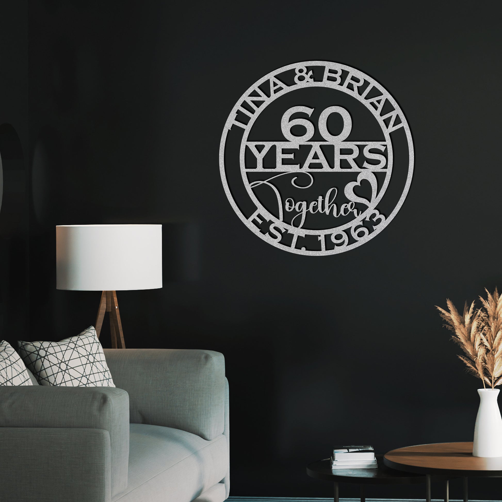 60th anniversary personalized metal sign – 16 gauge steel
