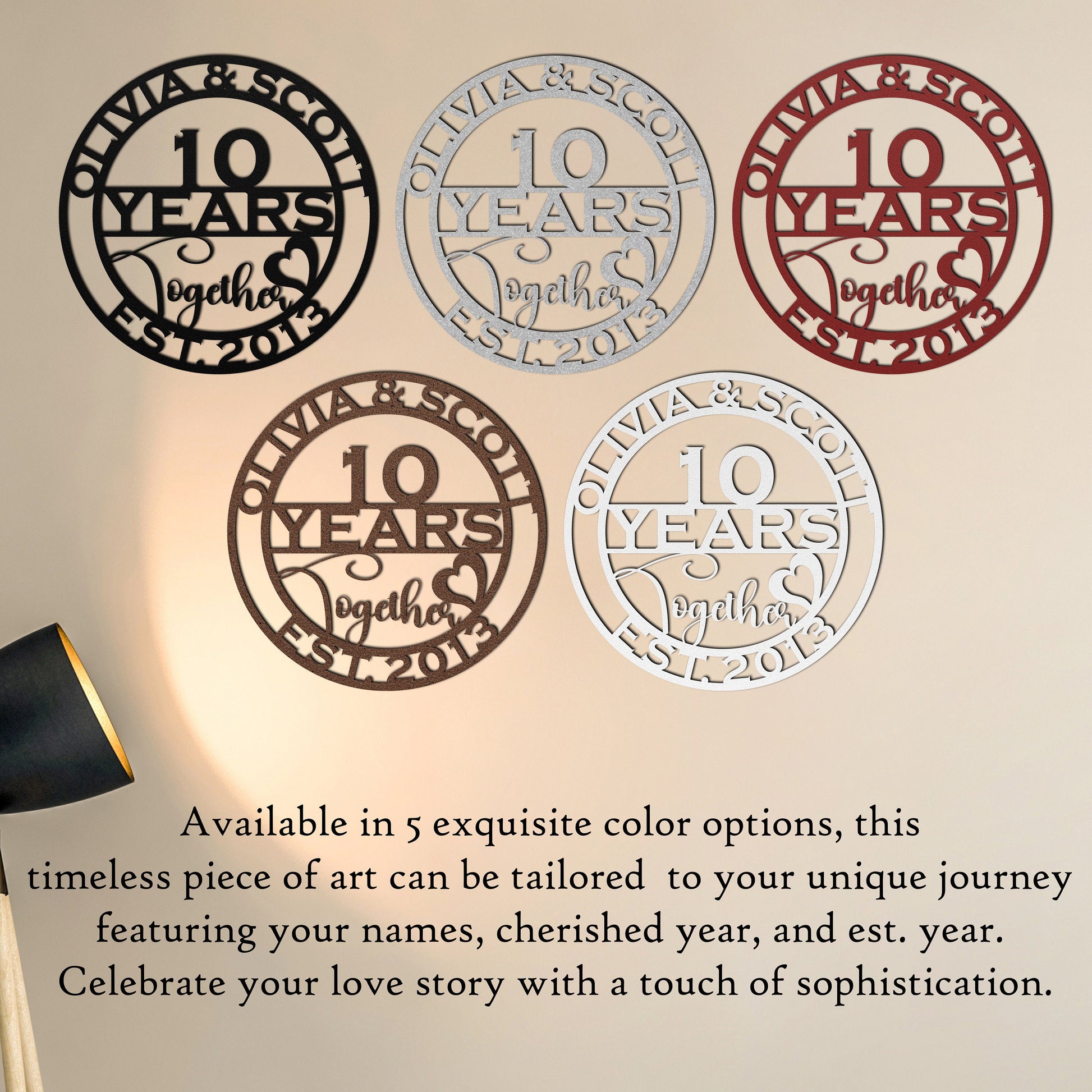 10th anniversary personalized metal sign – 16 gauge steel