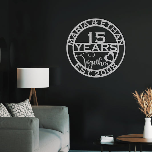 15th anniversary personalized metal sign – 16 gauge steel
