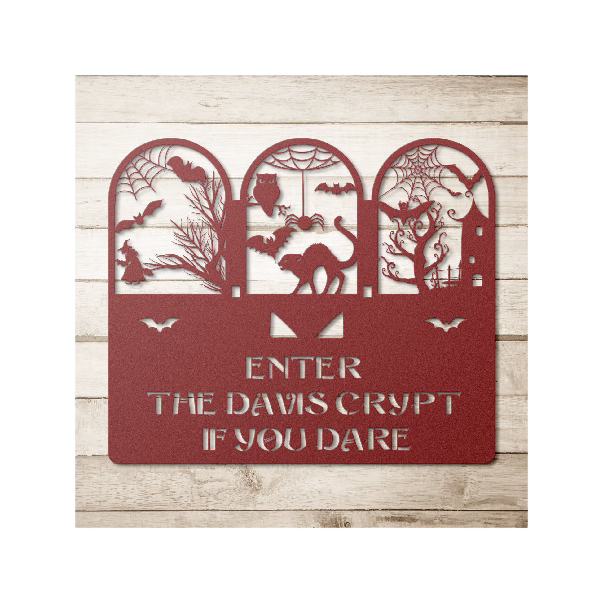 halloween haunted house welcome metal sign – 16 gauge steel