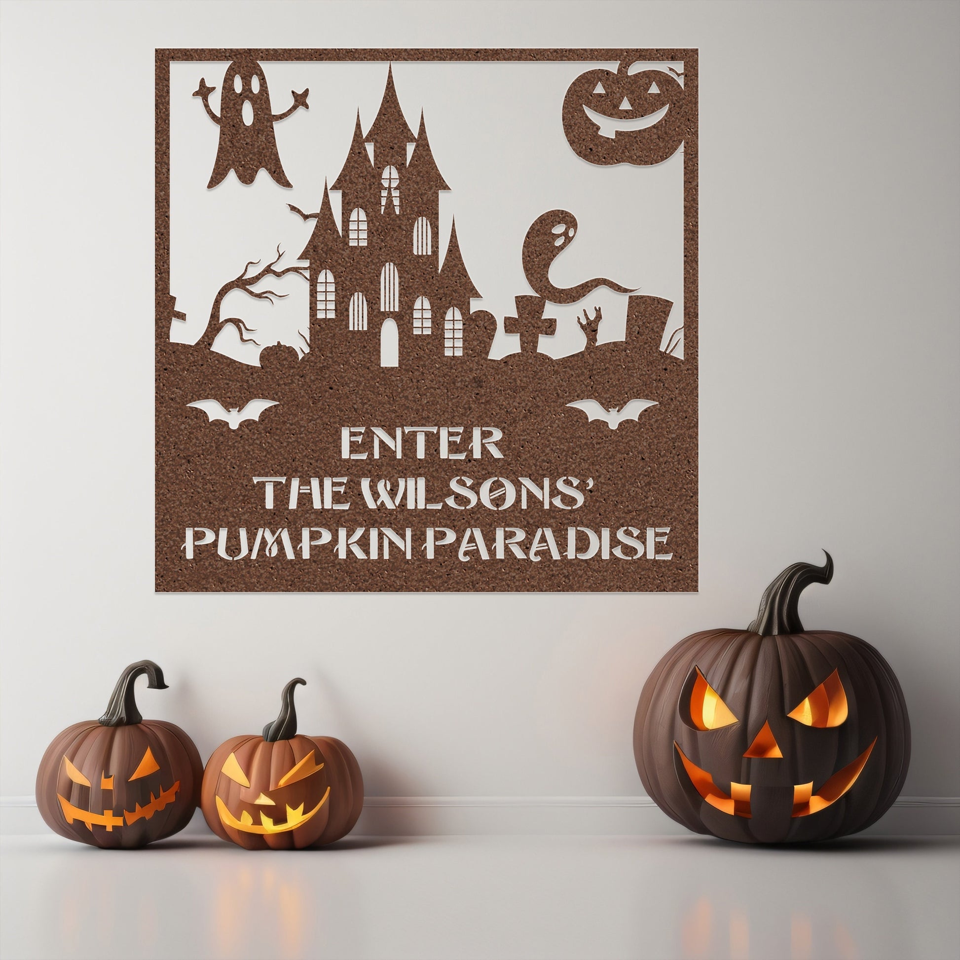 halloween haunted house welcome metal sign – 16 gauge steel