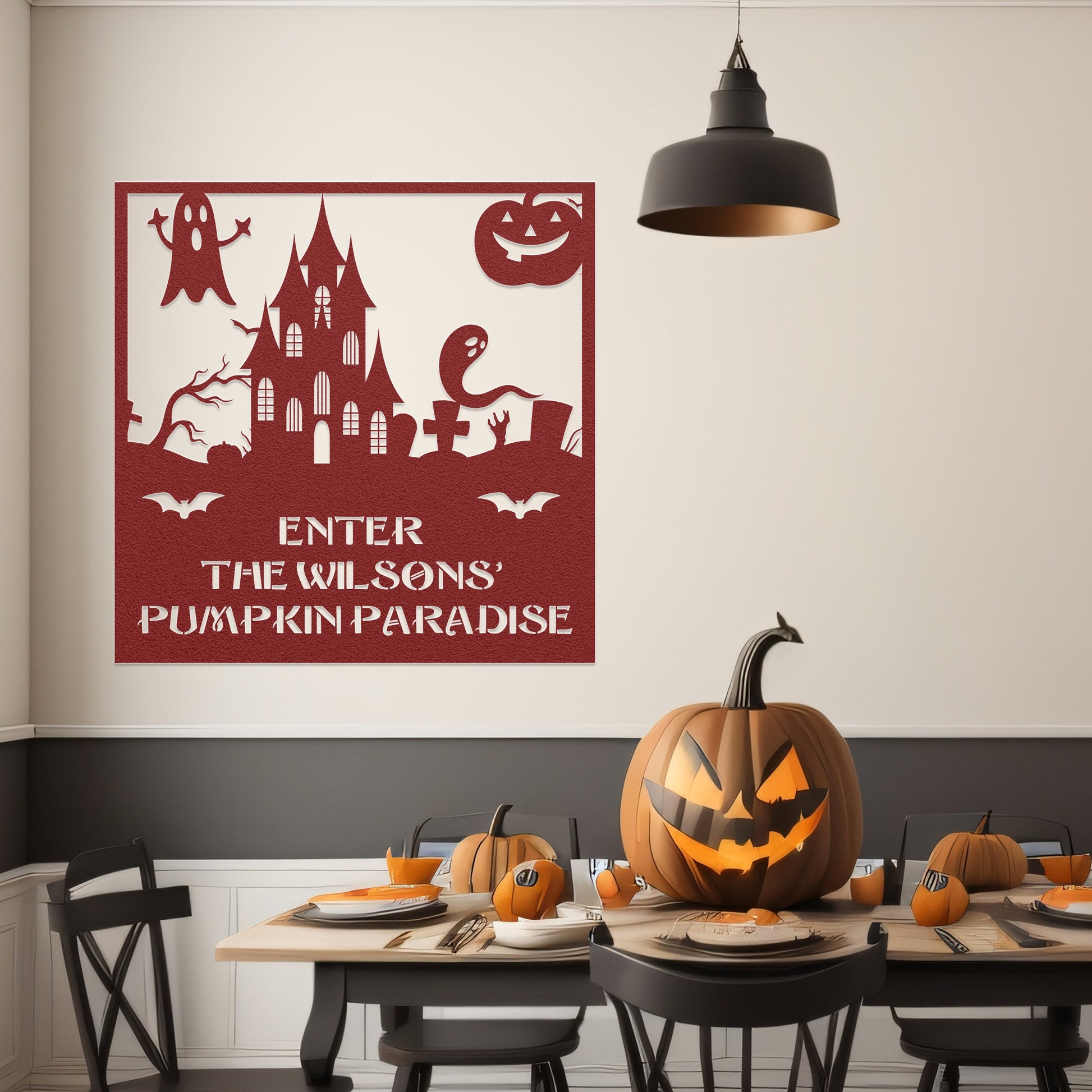halloween haunted house welcome metal sign – 16 gauge steel