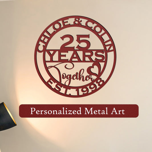 25th anniversary personalized metal sign – 16 gauge steel