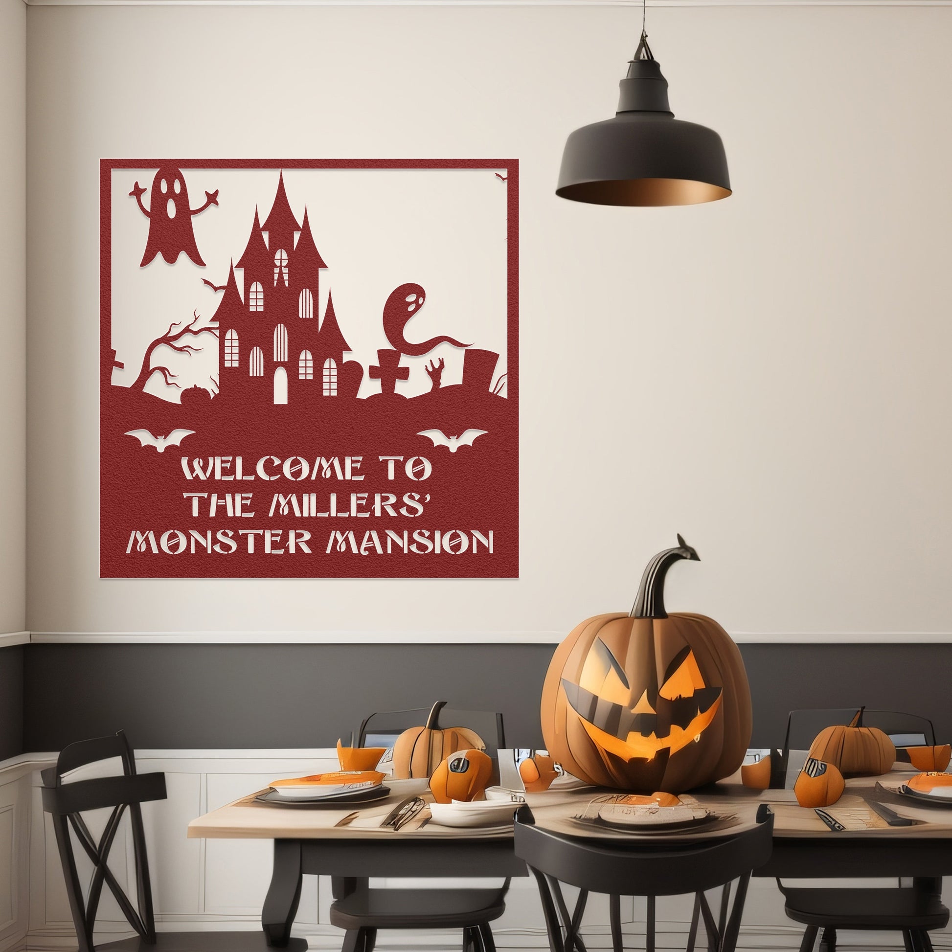 halloween haunted house welcome metal sign – 16 gauge steel
