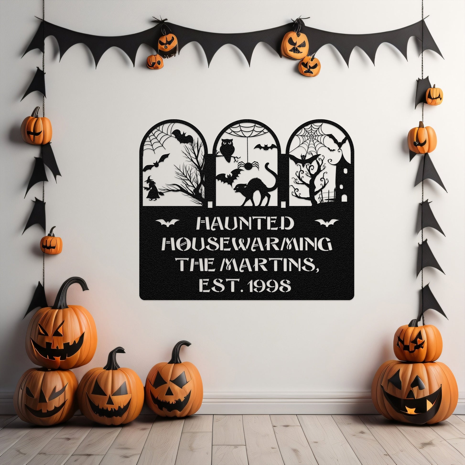 halloween haunted house welcome metal sign – 16 gauge steel