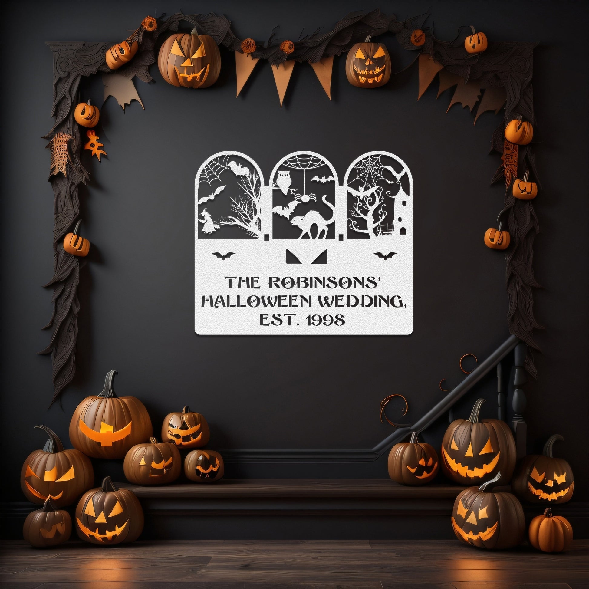 halloween haunted house welcome metal sign – 16 gauge steel
