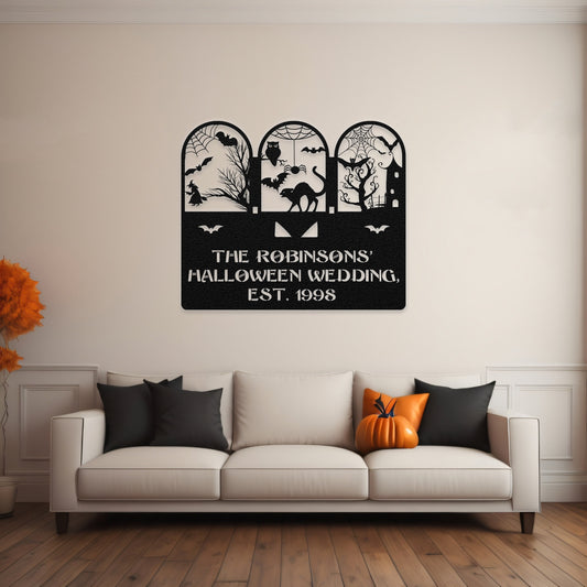 halloween haunted house welcome metal sign – 16 gauge steel