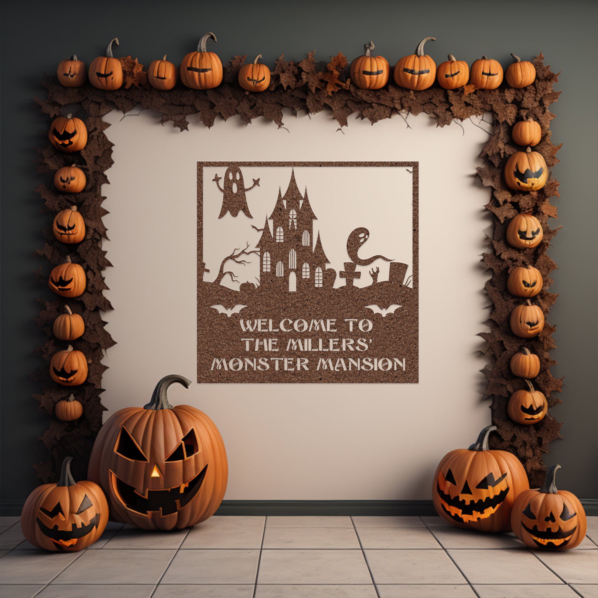 halloween haunted house welcome metal sign – 16 gauge steel
