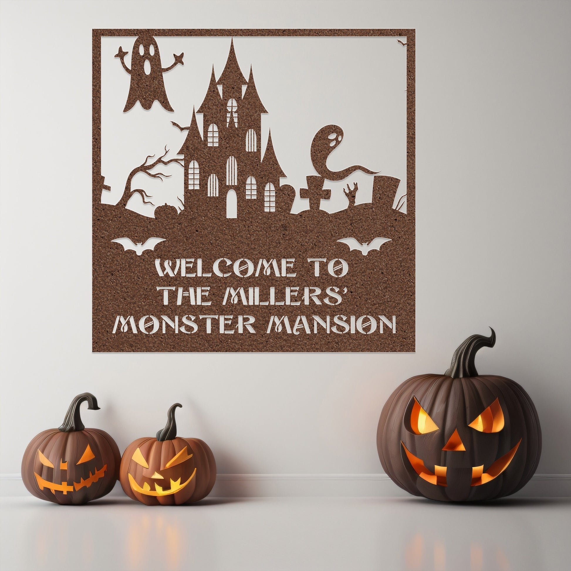 halloween haunted house welcome metal sign – 16 gauge steel