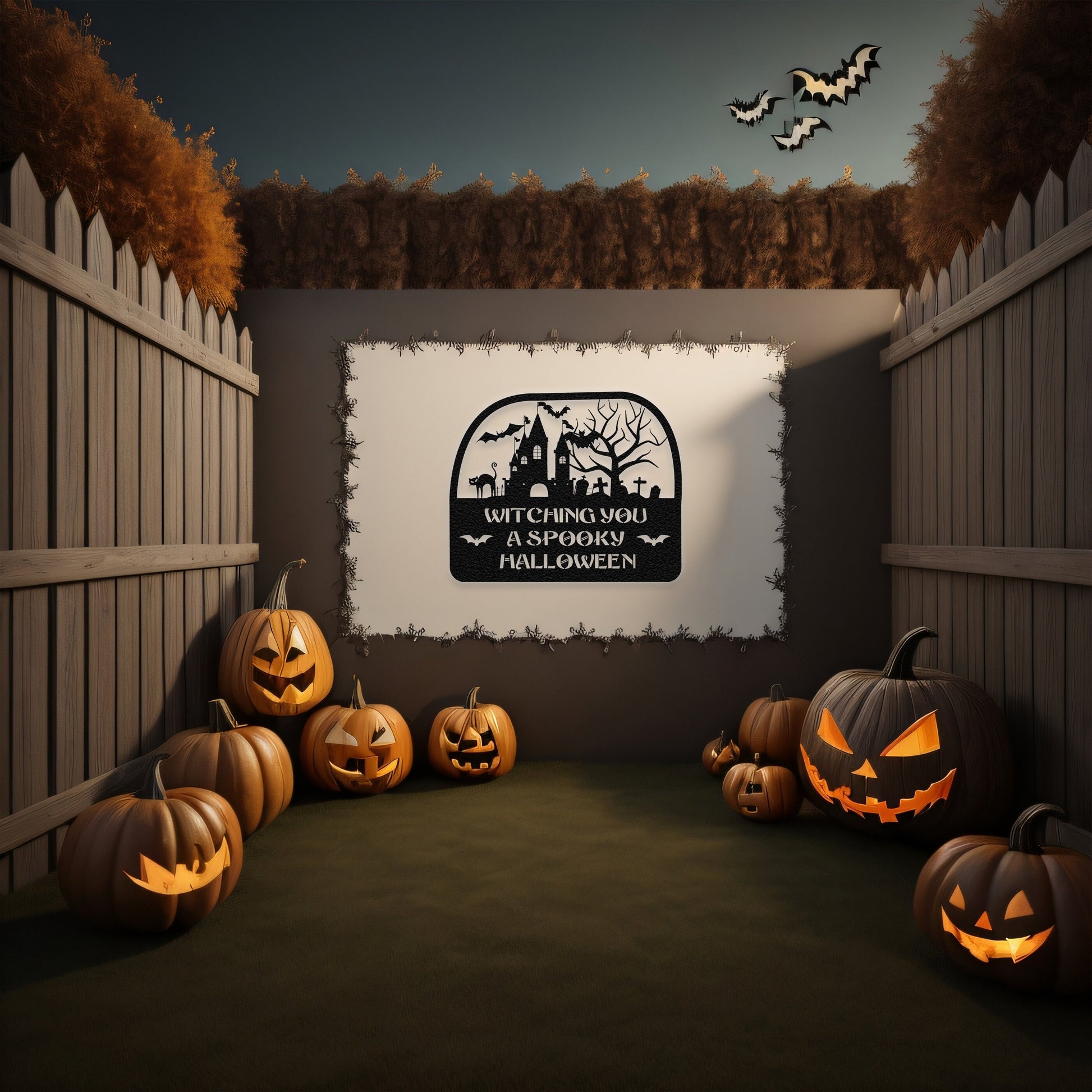 halloween haunted house welcome metal sign – 16 gauge steel