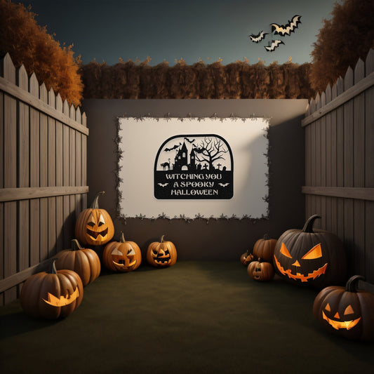 halloween haunted house welcome metal sign – 16 gauge steel