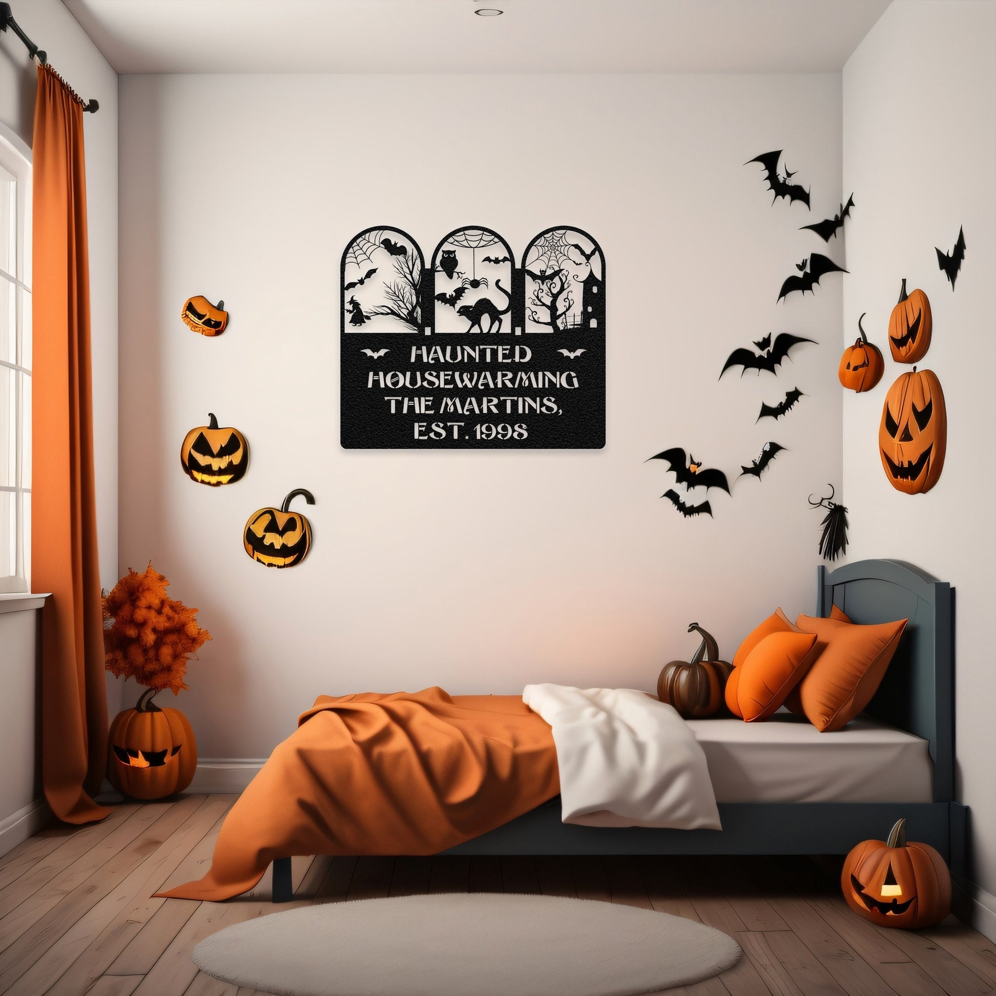 halloween haunted house welcome metal sign – 16 gauge steel