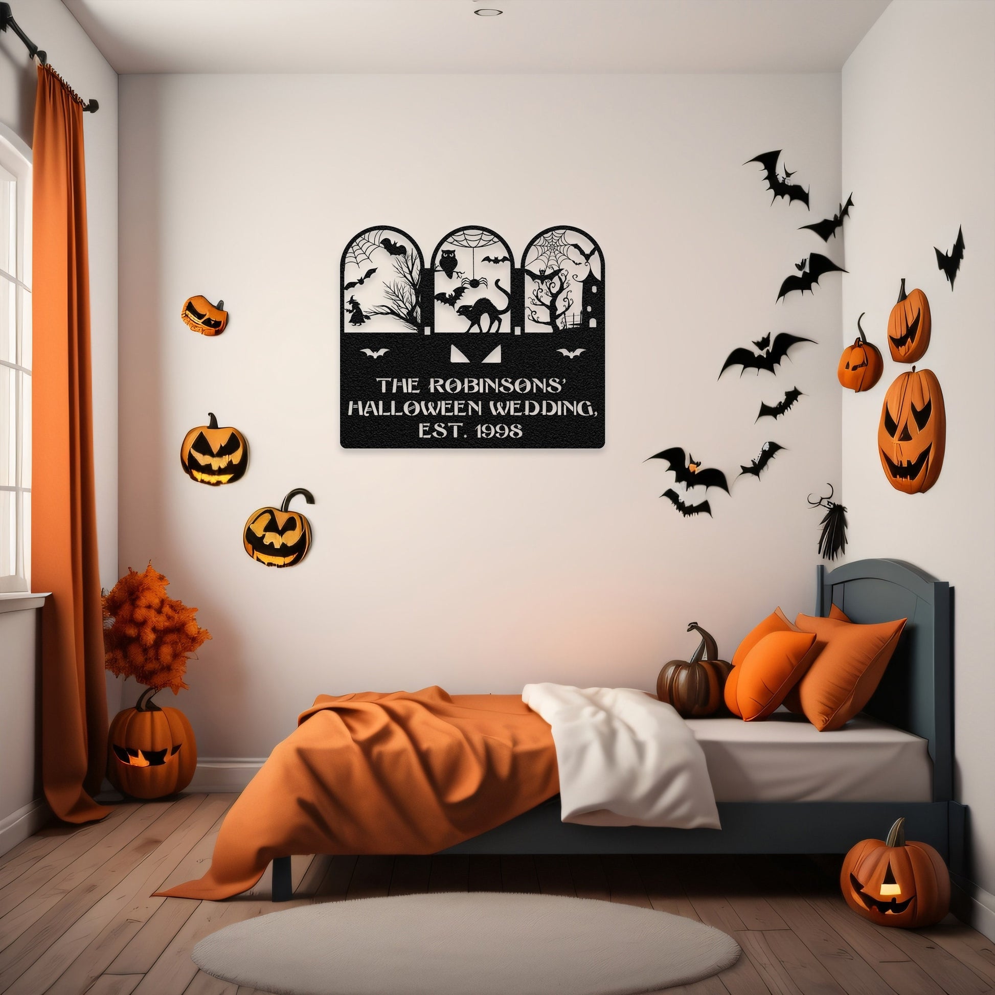halloween haunted house welcome metal sign – 16 gauge steel