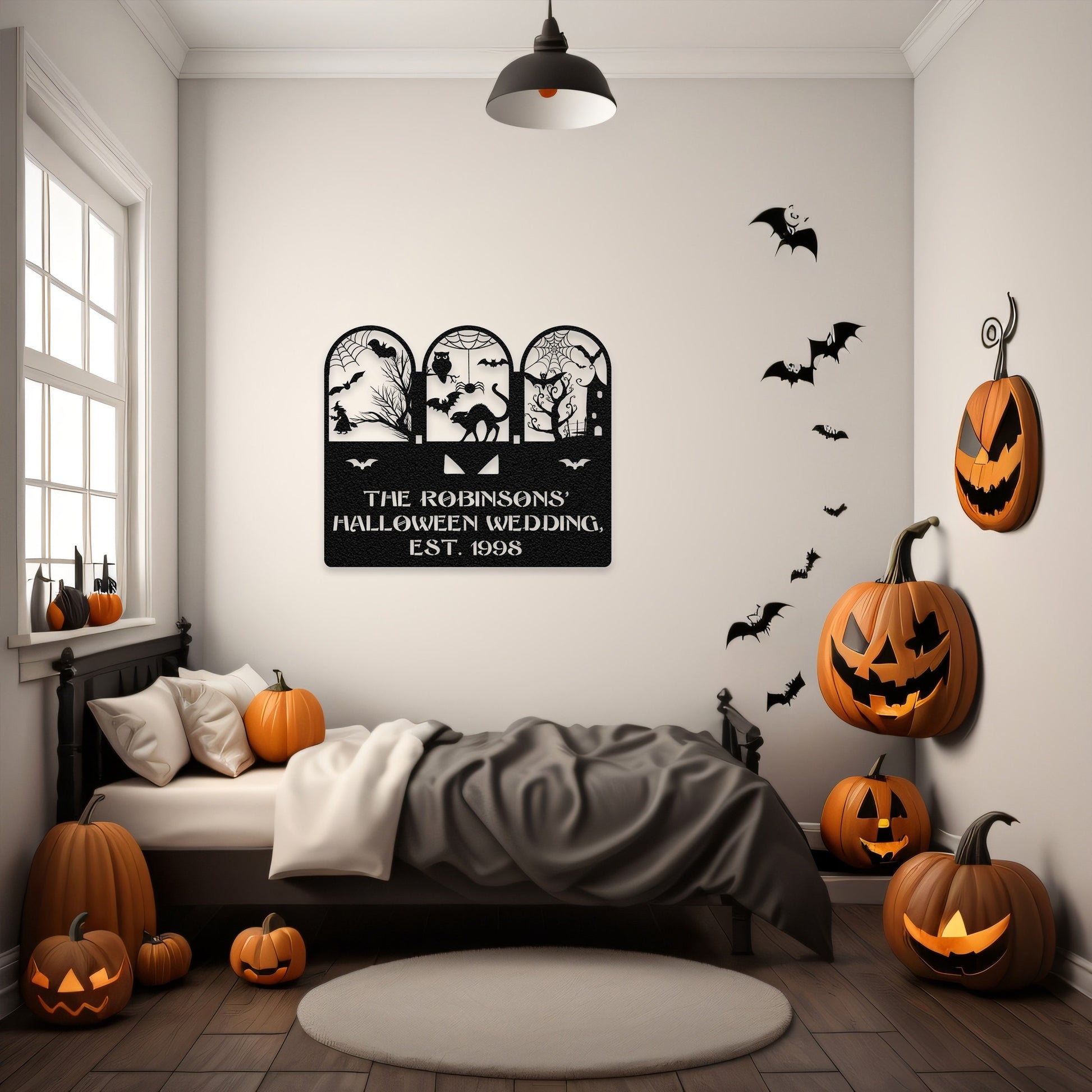 halloween haunted house welcome metal sign – 16 gauge steel