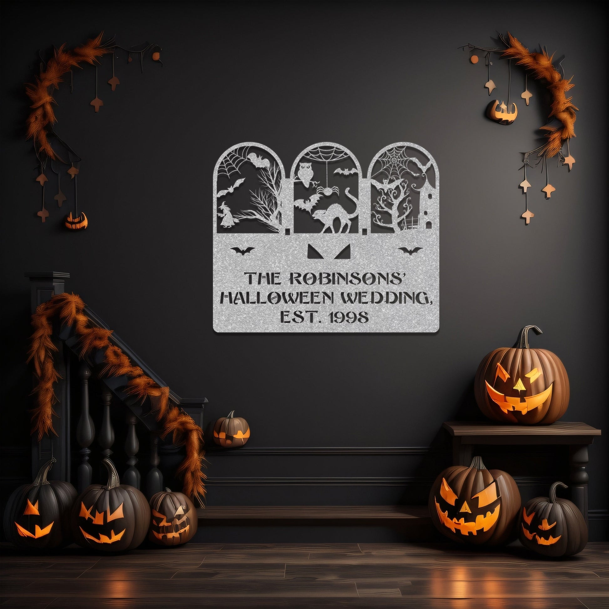 halloween haunted house welcome metal sign – 16 gauge steel