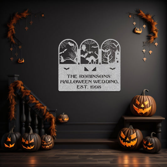 halloween haunted house welcome metal sign – 16 gauge steel