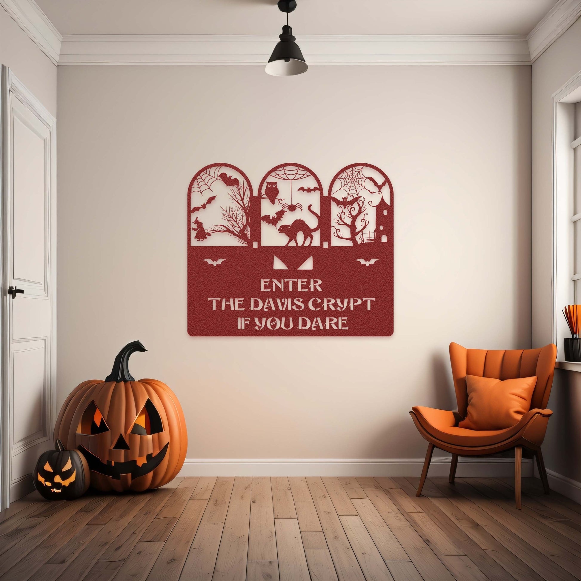halloween haunted house welcome metal sign – 16 gauge steel