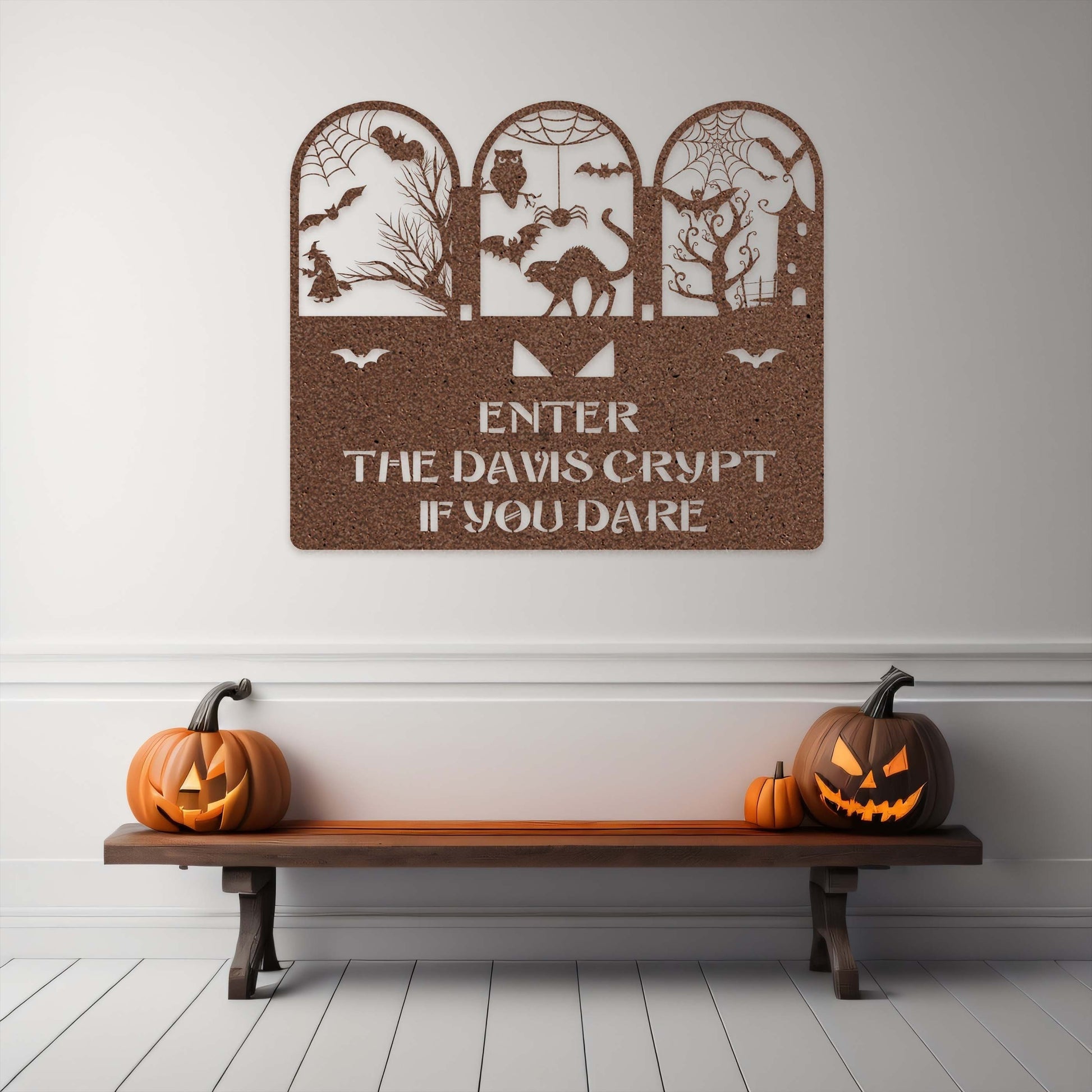 halloween haunted house welcome metal sign – 16 gauge steel