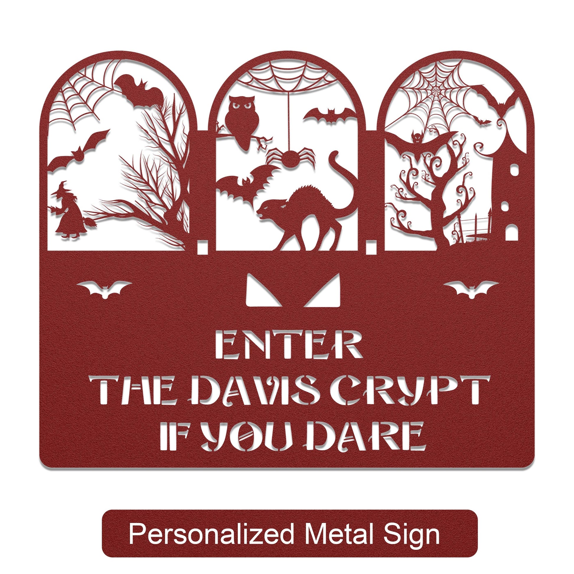 halloween haunted house welcome metal sign – 16 gauge steel