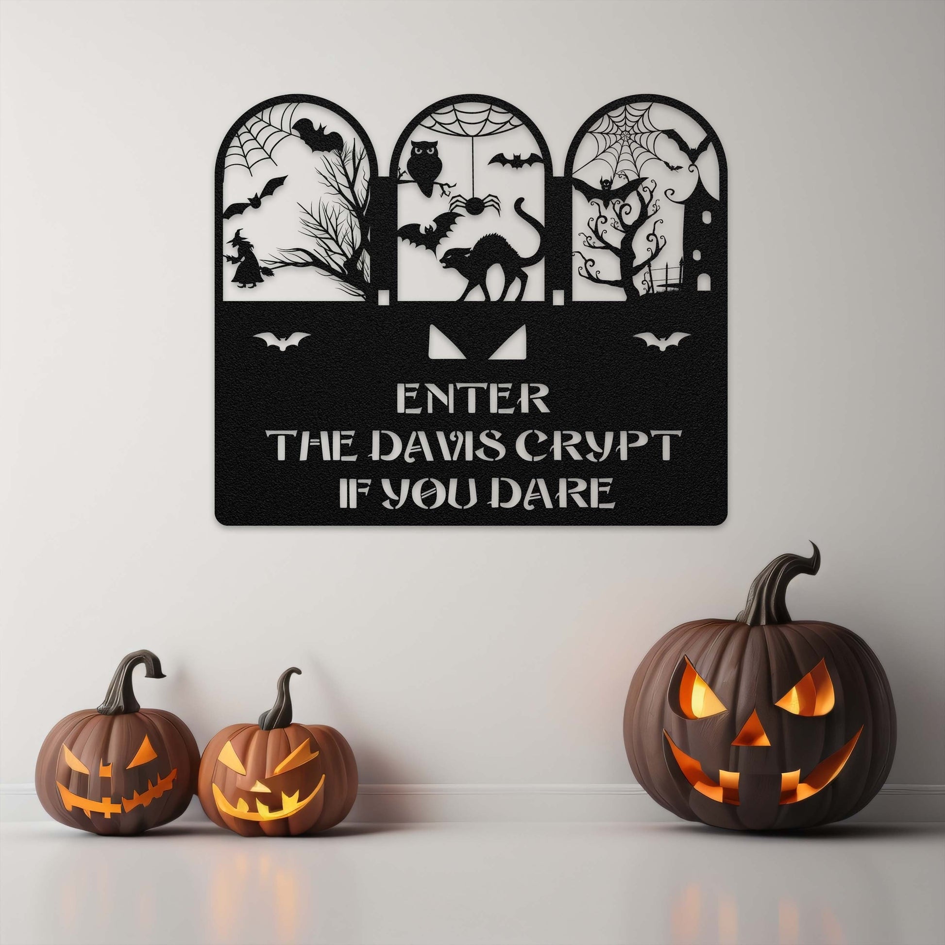 halloween haunted house welcome metal sign – 16 gauge steel